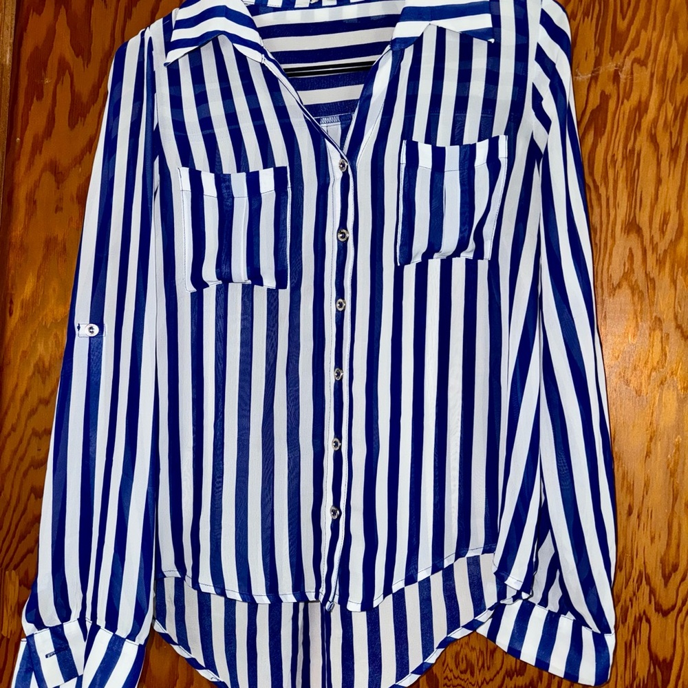 Chocolate USA Striped Blue and White Shirt